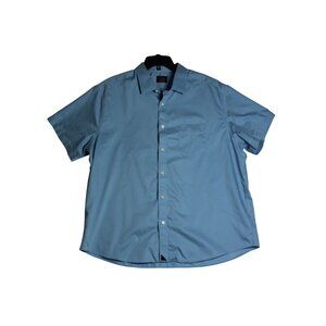 UNTUCKit Short Sleeve Blue Button Down Wrinkle Free Shirt Mens 2XL XXL Relaxed F